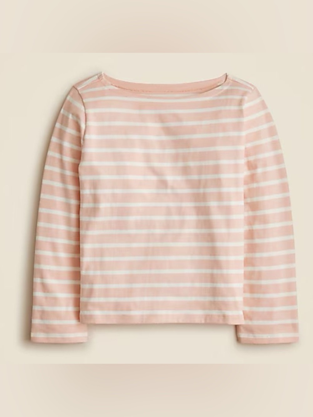 J.Crew Striped Boatneck long sleeve top. Pink/cream stripes. Large. Like new.